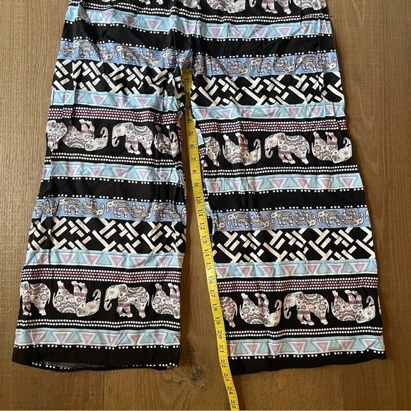 Famous BOHO Chang Elephant Thailand Patterns Lose Pants Casual Women's Pant Blue - Picture 7 of 8